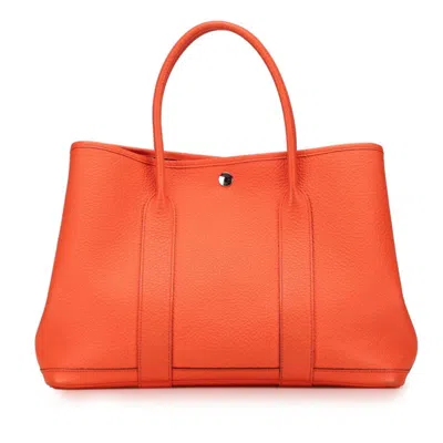 Pre-owned Hermes Garden Orange Negonda Leather Handbag Tote Bag ()