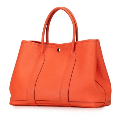 Pre-owned Hermes Garden Orange Negonda Leather Handbag Tote Bag ()