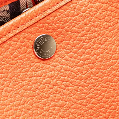 Pre-owned Hermes Garden Orange Negonda Leather Handbag Tote Bag ()
