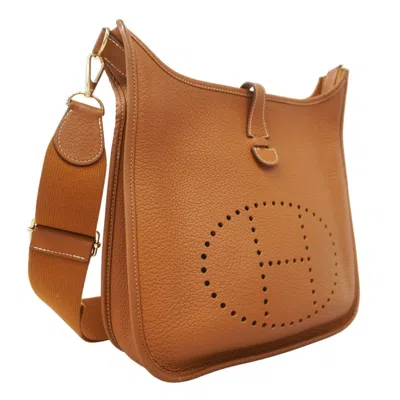 Pre-owned Hermes Gold Taurillon Clemence Leather Shoulder Bag ()