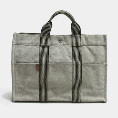 Pre-owned Hermes Gray Canvas Handbag Tote Bag ()