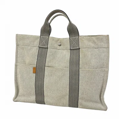 Pre-owned Hermes Gray Canvas Tote Bag ()