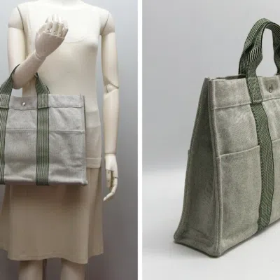 Pre-owned Hermes Gray Canvas Handbag Tote Bag ()
