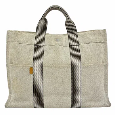 Pre-owned Hermes Gray Canvas Tote Bag ()