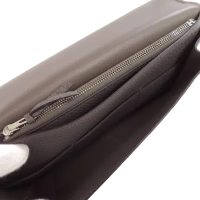 Pre-owned Hermes Gray Taurillon Clemence Leather Long Wallet (bi-fold) ()