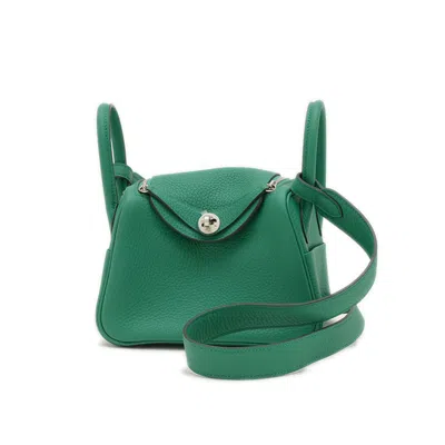 Pre-owned Hermes Green Taurillon Clemence Leather Shoulder Bag ()