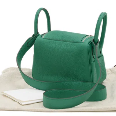 Pre-owned Hermes Green Taurillon Clemence Leather Shoulder Bag ()