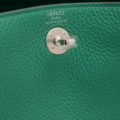 Pre-owned Hermes Green Taurillon Clemence Leather Shoulder Bag ()