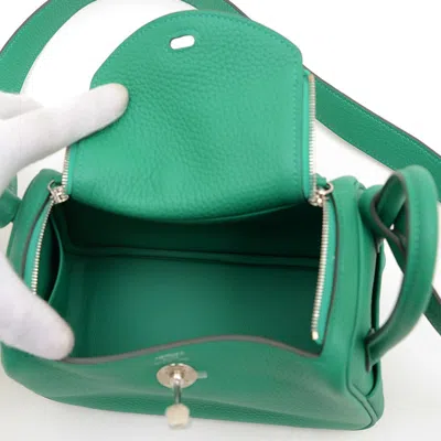 Pre-owned Hermes Green Taurillon Clemence Leather Shoulder Bag ()