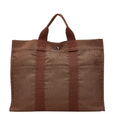 Pre-owned Hermes Her Line Brown Canvas Handbag Tote Bag ()