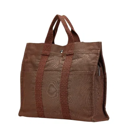 Pre-owned Hermes Her Line Brown Canvas Handbag Tote Bag ()