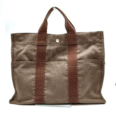 Pre-owned Hermes Her Line Brown Canvas Handbag Tote Bag ()