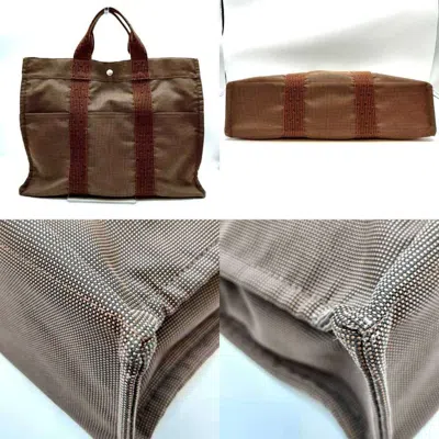 Pre-owned Hermes Her Line Brown Canvas Handbag Tote Bag ()