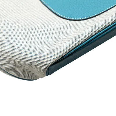 Pre-owned Hermes Jardinier Blue Jean Ivory Toile H Leather Shoulder Bag Tote Bag ()