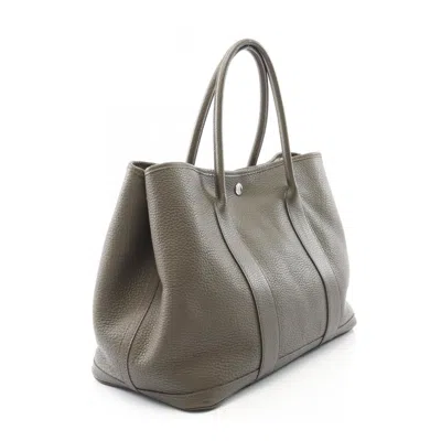 Pre-owned Hermes Khaki Olive Green Taurillon Clemence Leather Leather Tote Bag ()