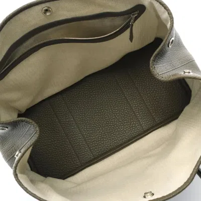 Pre-owned Hermes Khaki Olive Green Taurillon Clemence Leather Leather Tote Bag ()