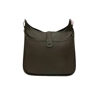 Pre-owned Hermes Khaki Taurillon Clemence Leather Pochette Shoulder Bag () In Brown