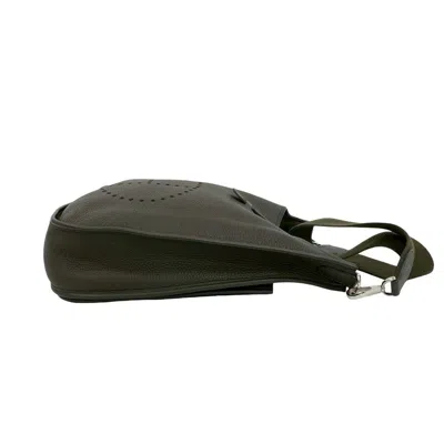 Pre-owned Hermes Khaki Taurillon Clemence Leather Pochette Shoulder Bag () In Brown