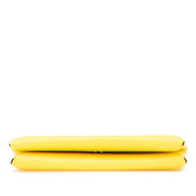 Pre-owned Hermes Lime Yellow Chevre Leather Coin Purse/coin Case ()