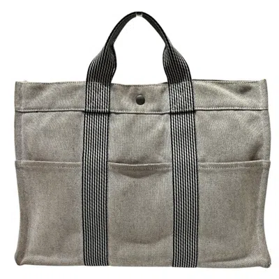 Pre-owned Hermes Light Gray Canvas Handbag Shoulder Bag ()