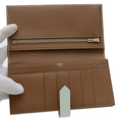 Pre-owned Hermes Mint Green Vert Epsom Leather Wallet (bi-fold) ()