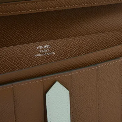 Pre-owned Hermes Mint Green Vert Epsom Leather Wallet (bi-fold) ()