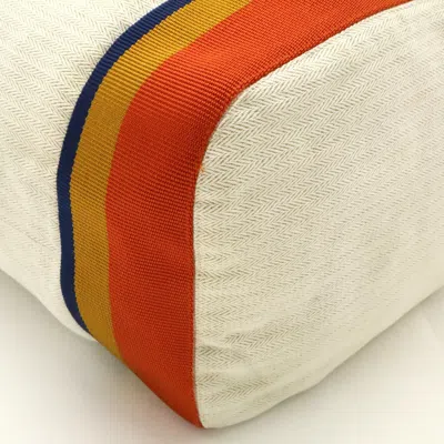 Pre-owned Hermes Natural Navy Orange Yellow Canvas Shoulder Bag Sling Bag ()