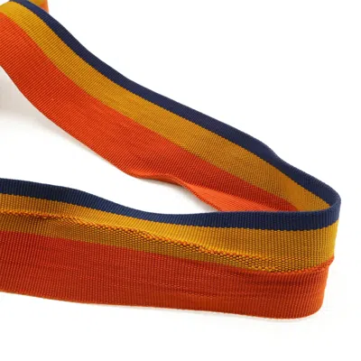 Pre-owned Hermes Natural Navy Orange Yellow Canvas Shoulder Bag Sling Bag ()