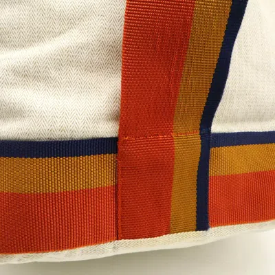 Pre-owned Hermes Natural Navy Orange Yellow Canvas Shoulder Bag Sling Bag ()