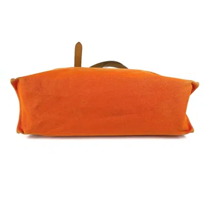 Pre-owned Hermes Orange Leather Canvas Shoulder Bag Tote Bag ()