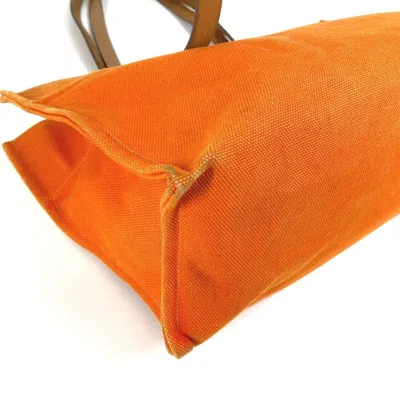 Pre-owned Hermes Orange Leather Canvas Shoulder Bag Tote Bag ()