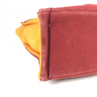 Pre-owned Hermes Orange Red Color Cotton Handbag Tote Bag () In Multi