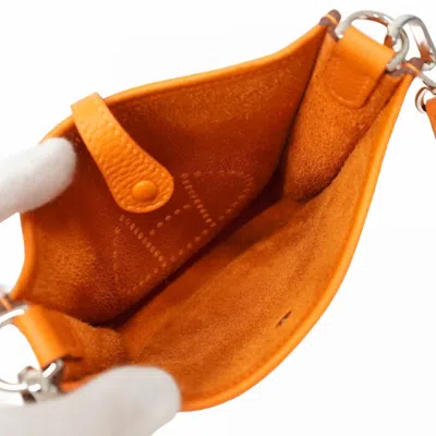 Pre-owned Hermes Orange Taurillon Clemence Leather Shoulder Bag ()