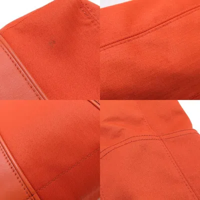 Pre-owned Hermes Orange Toile Chevron Leather Tote Bag ()