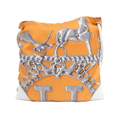 Pre-owned Hermes Orange White Silk Swift Leather Shoulder Bag ()