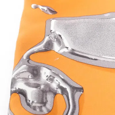 Pre-owned Hermes Orange White Silk Swift Leather Shoulder Bag ()