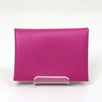 Pre-owned Hermes Pink Chevre Leather Coin Purse/coin Case ()
