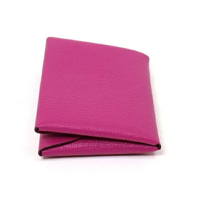Pre-owned Hermes Pink Chevre Leather Coin Purse/coin Case ()
