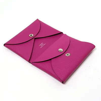 Pre-owned Hermes Pink Chevre Leather Coin Purse/coin Case ()