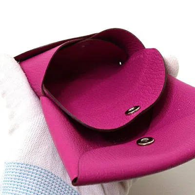 Pre-owned Hermes Pink Chevre Leather Coin Purse/coin Case ()