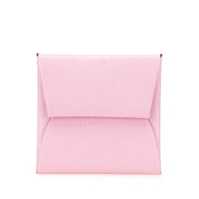 Pre-owned Hermes Pink Chevre Leather Coin Purse/coin Case ()