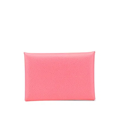 Pre-owned Hermes Pink Rose Azalee Epsom Leather Coin Purse/coin Case ()