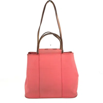 Pre-owned Hermes Pink Leather Canvas Handbag Shoulder Bag Tote Bag ()