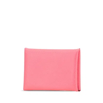 Pre-owned Hermes Pink Rose Azalee Epsom Leather Coin Purse/coin Case ()