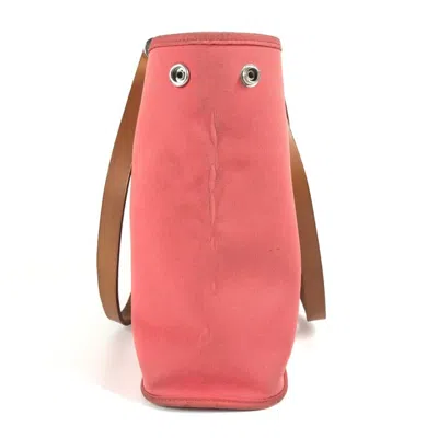 Pre-owned Hermes Pink Leather Canvas Handbag Shoulder Bag Tote Bag ()
