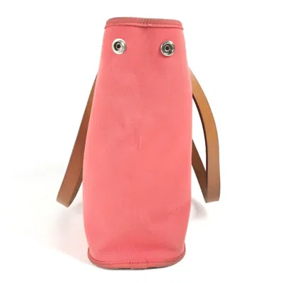 Pre-owned Hermes Pink Leather Canvas Handbag Shoulder Bag Tote Bag ()