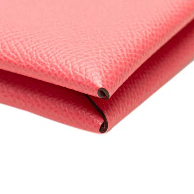 Pre-owned Hermes Pink Rose Azalee Epsom Leather Coin Purse/coin Case ()