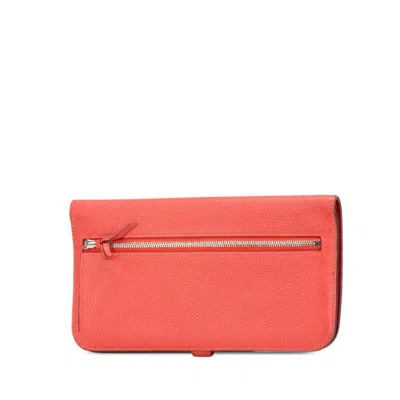Pre-owned Hermes Pink Togo Leather Long Wallet (bi-fold) ()