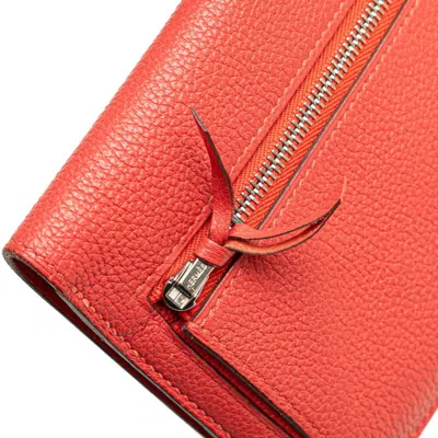 Pre-owned Hermes Pink Togo Leather Long Wallet (bi-fold) ()