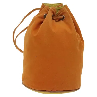 Pre-owned Hermes Polochon Mimile Drawstring Backpal Canvas Orange Canvas Backpack Bag ()
